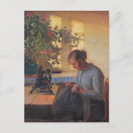 Anna Ancher's naaivisserij vrouw Briefkaart (Voorkant)
