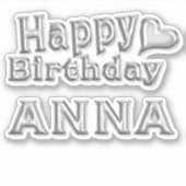 Anna Happy Birthday silver Aufkleber Sticker (Voorkant)