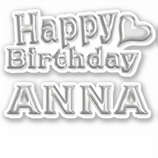 Anna Happy Birthday silver Aufkleber Sticker (Voorkant)