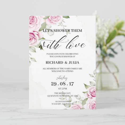 ANNA Let's Shower Invitation / Aquarelle, rose (Debout devant)