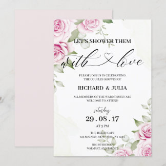 ANNA Let's Shower Invitation / Waterverf, Roze Kaart