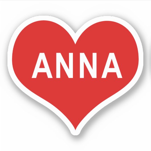 ANNA NAAM Rood Liefde Hart Vinyl Sticker (Voorkant)