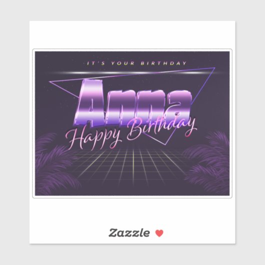 Anna Name Prénom lila retro Sticker (Feuille)