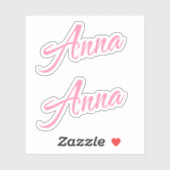 Anna Nom décoratif en rose x2 Sticker (Feuille)