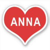 ANNA NOM Red Love Heart Vinyl Sticker (Devant)