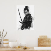 Anna Sawai Vrouw Samurai Portret Poster (Keuken)