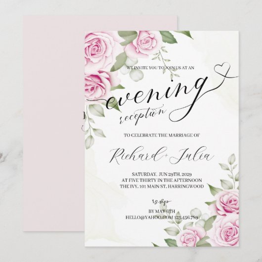 ANNA Soirée Mariage Réception Invitation (Devant / Derrière)