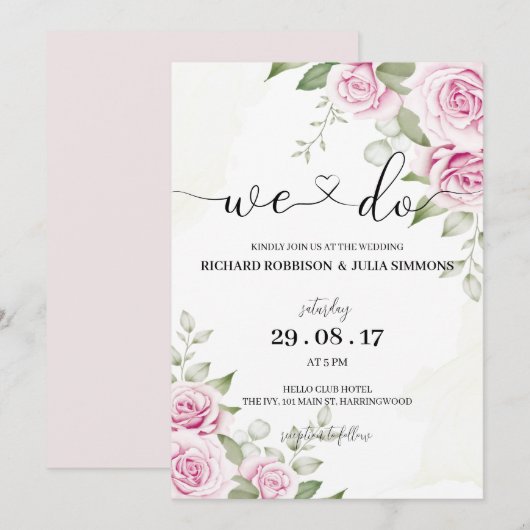 ANNA Wedding Uitnodiging/Wij doen dat, Waterverf R Kaart (Voorkant / Achterkant)