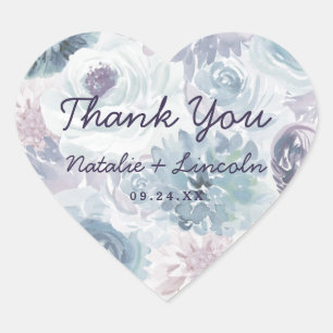 Annabelle  Blauw Bloemen Bruiloft Dank u Hart Sticker