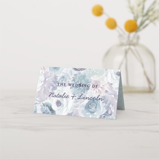 Annabelle  Blauw Bloemen Bruiloft Tafel Nummer (Achterkant)