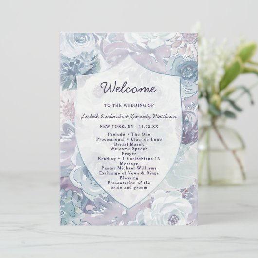 Annabelle Bloemen Crest Trouwceremonie Programma (Staand voorkant)