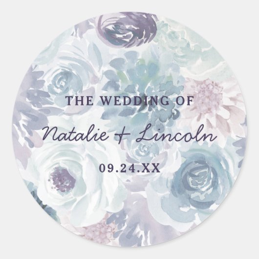 Annabelle Bloemen Monogram Rustieke Bruiloft Ronde Sticker (Voorkant)