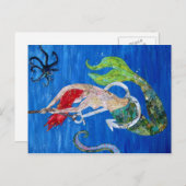Annabelle - mermaïde collage art briefkaart (Voorkant / Achterkant)