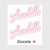 Annabelle naam roze cursief x2 sticker (Vel)