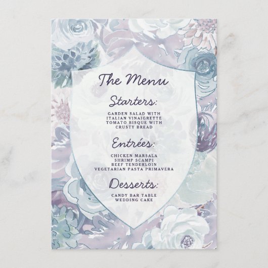 Annabelle  Waterverf Floral Crest Diner Menu (Voorkant)