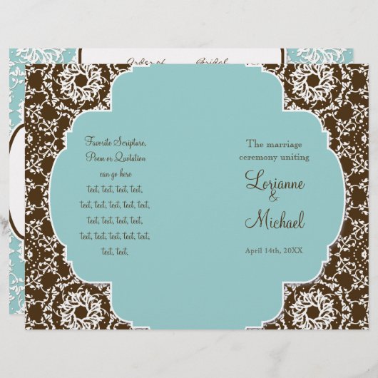 AnnaLiese Damask - Programme de mariage formel (Devant / Derrière)