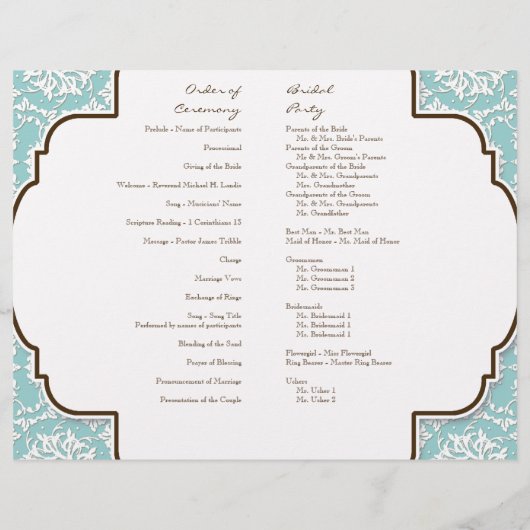 AnnaLiese Damask - Programme de mariage formel (Dos)