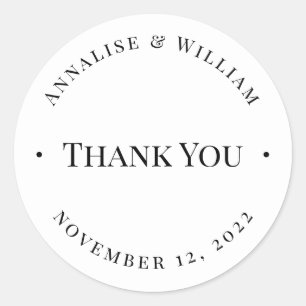 Annalise Elegant White Black Bedankt voor je bruil Ronde Sticker