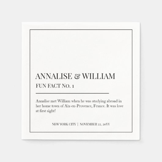 Annalise Simple Black White Fun 1 Weddenschap Servet (Voorkant)