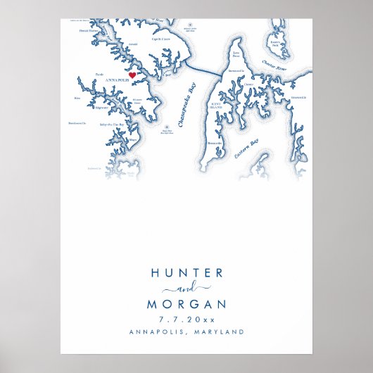 Annapolis Bruiloft Modern Gastenboek Poster (Voorkant)