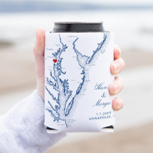 Annapolis Chesapeake Bay Kaart Bruiloft Favoriet D Blikjeskoeler