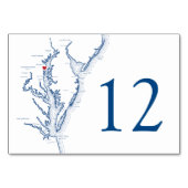 Annapolis Chesapeake Bay Map Elegant Navy Wedding Kaart (Achterkant)