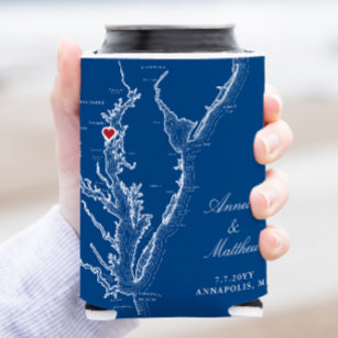 Annapolis Chesapeake Bay Map Navy Wedding Drink Blikjeskoeler