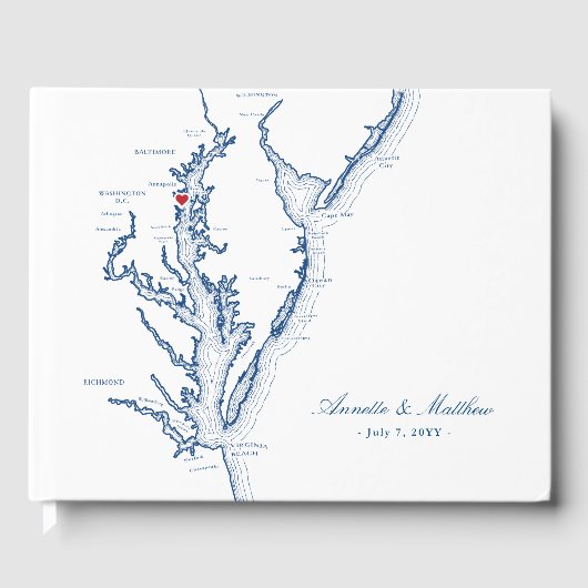 Annapolis Chesapeake Bay Map Weddenschap Gastenboek (Voorkant)