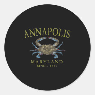 Annapolis Maryland Blauwe Krab sinds 1649 Gebogen Ronde Sticker
