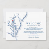 Annapolis Maryland Bruiloft Welkomstroute Bedankkaart (Voorkant)