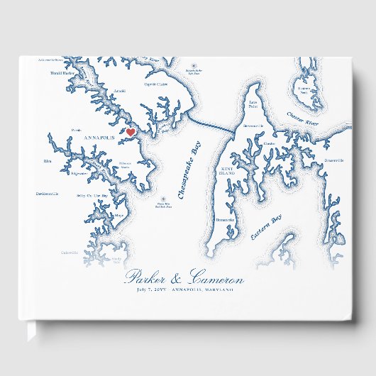 Annapolis Maryland Kaart Bestemming Bruiloft Gastenboek (Voorkant)