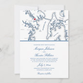 Annapolis Maryland Kaart Elegante Navy Wedding (Voorkant)
