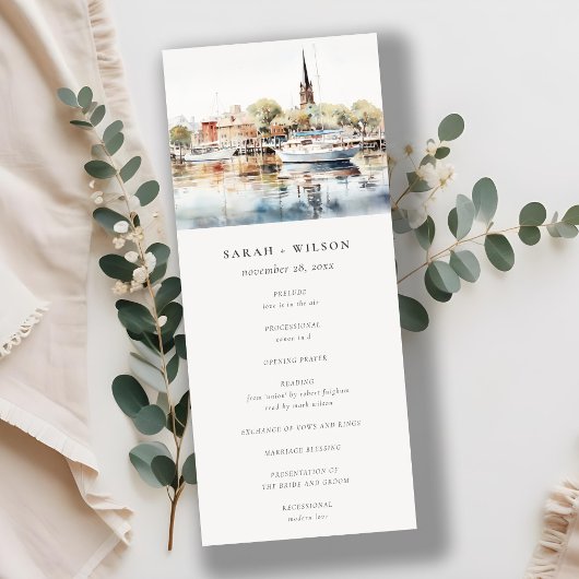 Annapolis Maryland Watercolor Wedding Programme