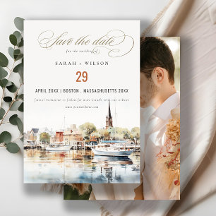 Annapolis Maryland Waterverf trouwfoto Save The Date