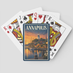 Annapolis Maryland Zonsondergang Illustratie Reis Pokerkaarten