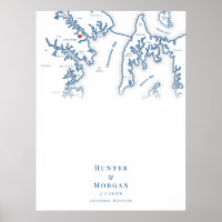 Annapolis MD Map Mariage Élégant Poster du livre d