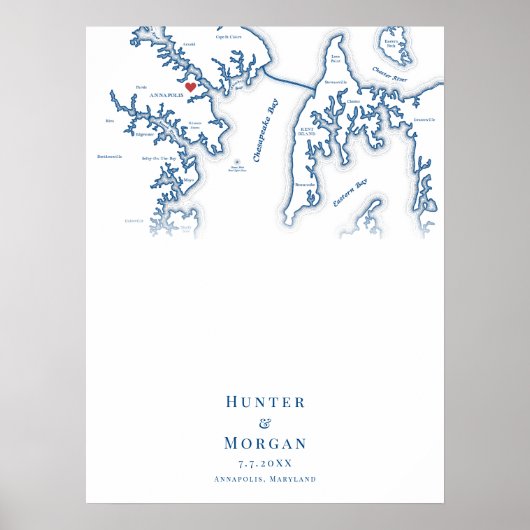 Annapolis MD Map Mariage Élégant Poster du livre d (Devant)