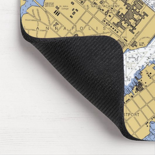 Annapolis MD Nautical Harbor Chart Mousepad Muismat (Hoek)