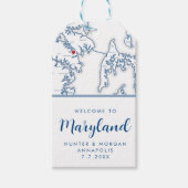 Annapolis minimale moderne marine bruiloft welkom cadeaulabel (Voorkant)
