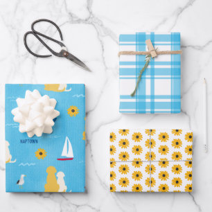 Annapolis pups Summertime Style Gift Wrap Reeks va Inpakpapier Vel