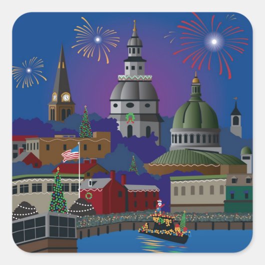 Annapolis Vakantie Vierkante Sticker (Voorkant)