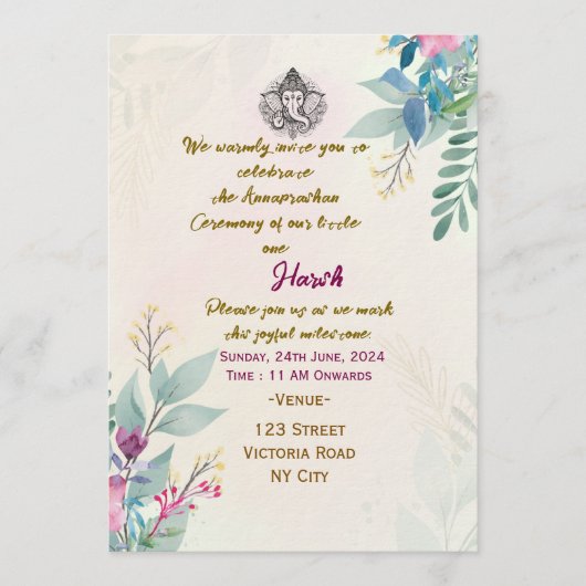 Annaprashan Ceremony Invitations (Devant)