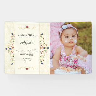 Annaprashan eerste rijst ceremonie foto welkom spandoek