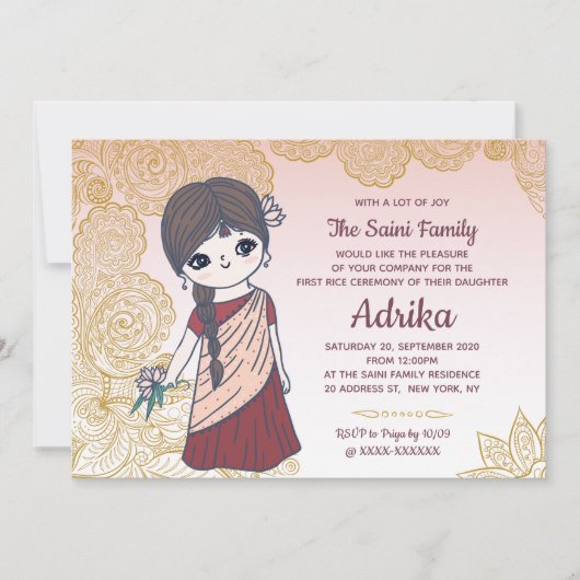 Annaprashan First Rice Ceremony Uitnodiging (Voorkant)