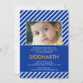 Annaprashan rayé (Premier Riz) Invitation bleue (Devant)