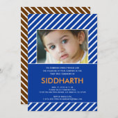 Annaprashan rayé (Premier Riz) Invitation bleue (Devant / Derrière)