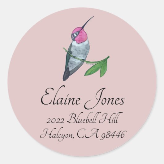 Anna's Hummingbird Ronde Sticker (Voorkant)