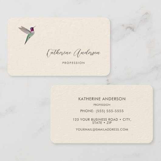 Anna's Hummingbird Visitekaartje (Voorkant / Achterkant)
