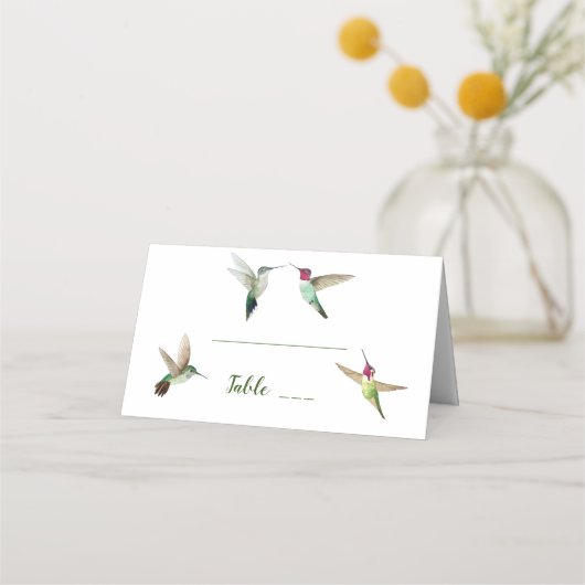 Anna's Hummingbird Wedding Place Card (Voorkant)