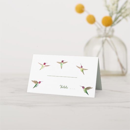 Anna's Hummingbird Wedding Place Card (Voorkant)